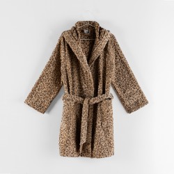 Cotton bathrobe with leopard design