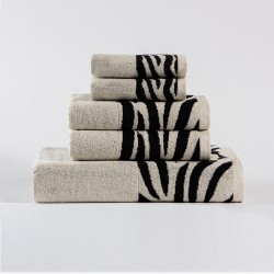 Cotton towel with zebra design and stripe border