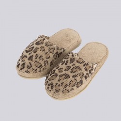 Cotton slippers with leopard design
